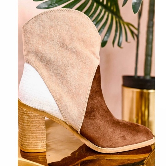 Chestnut Color Block Suede Boot - Picture 3 of 10